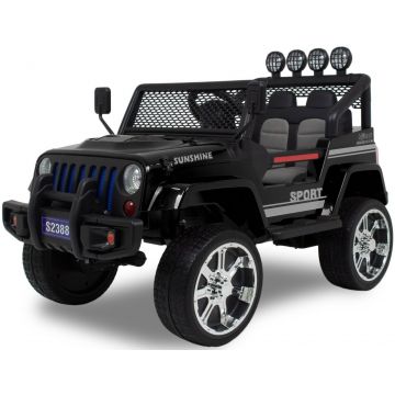 Monster Jeep elektrische kinderauto zwart